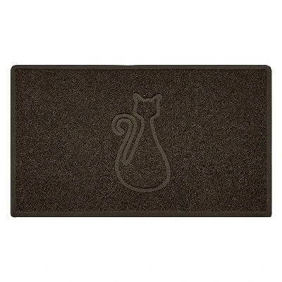 Image of Nicoman CAT Embossed Shape Door Mat Dirt Trapper Washable Barrier Doormat (Use Indoor or Sheltered Outdoor) (75x44cm/29.5x17.3inches,Medium) Brown