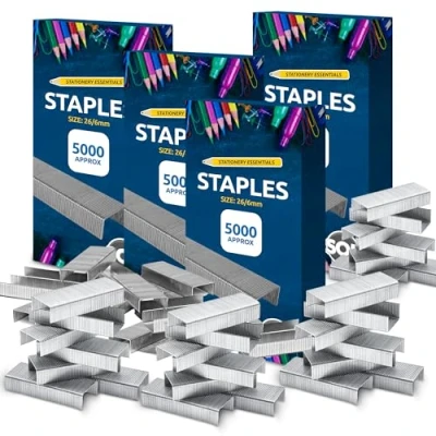 Image of 20,000pk Staples 26/6 Standard Fit 26/6mm for Desktop Staplers and Pliers Office School Stationary Supplies 10000 Staple + SOL Sticker