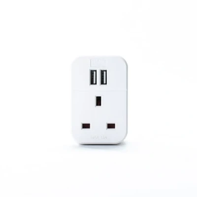 Image of STATUS Multi USB Plug Adapter White 2 Port Adaptor Through S2USBPTAWH1PK3