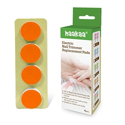 Image of haakaa Electric Nail Trimmer Replacement Pads Baby Heads for Standard File, Suitable 12 Months+, Orange