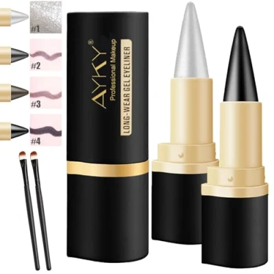Image of Ayky Long Wear Gel Eyeliner, Natural Black Eyeliner Cream, Waterproof, Waterproof Smudge Proof (#1#4)