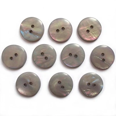 Image of Mother of Pearl Effect Colour Buttons Round 2 Hole Pack 10 (Grey, 18mm)