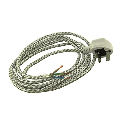 Image of Paxanpax PSA120 Universal White Iron Mains Cable &amp; Plug Assembly (13A, 3 Core, 0.75mm, 2.5m)