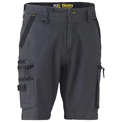 Image of Bisley Workwear UKBSHC1330_BCCG Flex &amp; Move Stretch Utility Zip Cargo Shorts Charcoal, 38