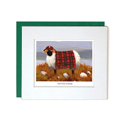 Image of &quot;See Ewe Jimmy&quot; Mounted Greeting Card by Thomas Joseph Glasgow Sheep Range