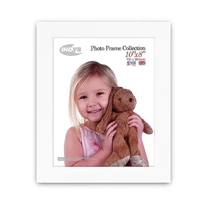 Image of Inov8 British Made Real Wood Picture/Photo Frame 10x8&quot; Inch(25x20cm) Kayla 30mm White