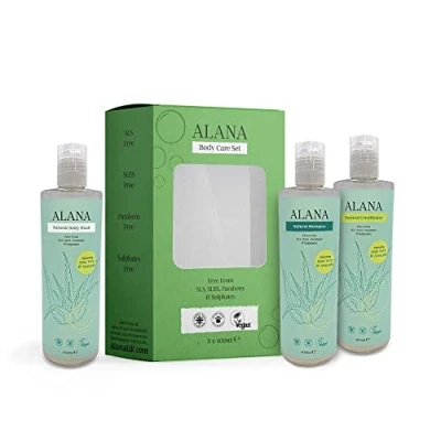 Image of Alana Aloe Vera &amp; Avocado Body Care Set (3x400ml) Shampoo + Conditioner Wash