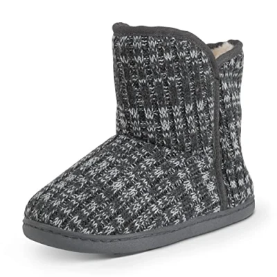Image of Polar Womens Memory Foam Indoor Faux Fur Fleece Bootie Rubber Sole Comfort Outdoor Anti Slip Durable Slippers Dark Grey Cardy AYC0869 EU38/UK5