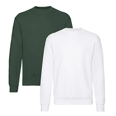 Image of Fruit of the Loom Men&#039;s sweatshirt set, 1White/1 Bottle Green + 1 Notepad, XXXL