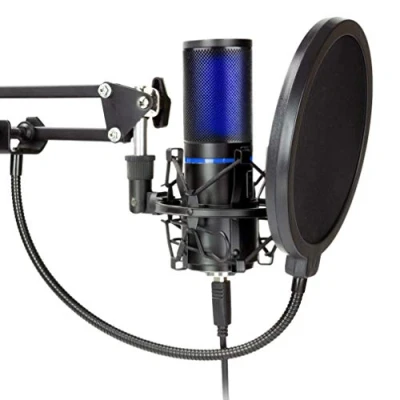 Image of STRMD USB Microphone (Cardioid), Pop Up Green Screen, Shock Mount, Tripod Mic Stand, Scissor Filter &amp; Wind Shield ideal for Zoom, Skype, Twitch YouTube Equipment, ST VLOG SSK