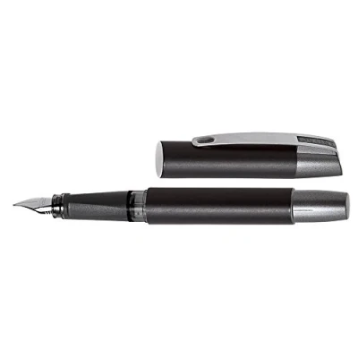 Image of ONLINE Ergonomic fountain pen for school/college Campus Black solid medium nib, soft grip part, standard ink cartridges, refillable, ideal beginners/pupils/students, 61100/3D