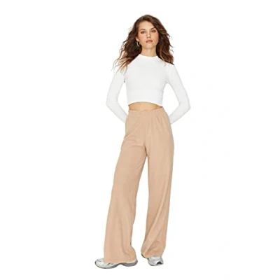 Image of Trendyol Sweatpants Beige Wide Leg