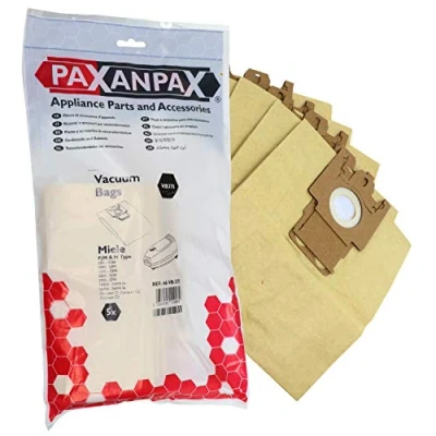 Image of Paxanpax VB375, Compatible Paper Vacuum Bags for Miele &#039;FJM &amp; H&#039; Type (Pack of 5), Brown