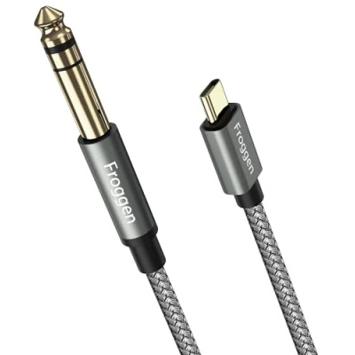 Image of Froggen USB C to 6.35mm Cable, Type 6.35 mm 1/4 inch TS Audio Cable for iPhone 15 series, Smartphone, Amplifier, Speaker, Playing Music, Mixing Console Mixer