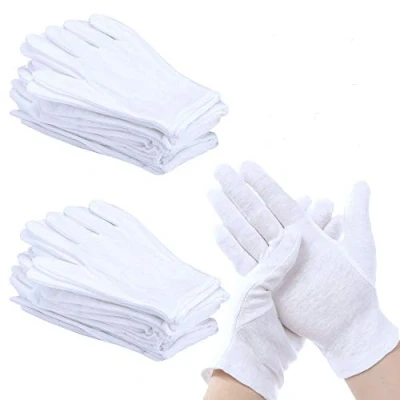 Image of PERFETSELL 12 Pairs White Gloves Cotton Soft and Resuable Works Glove Waiters Serving for Coin Jewelry Silver Inspection/Hand Moisturizing