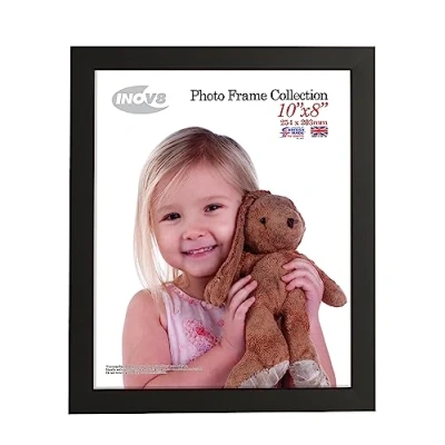 Image of Inov8 British Made Real Wood Picture/Photo Frame 10x8&quot; Inch(25x20cm) Auckland 20mm Pine Black
