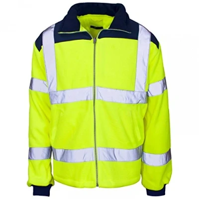 Image of SuperTouch Men&#039;s Hi Vis Viz Visibility Premium Safety Work Fleece Jacket Yellow 4X Large