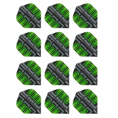 Image of RED DRAGON Hardcore Radical Black &amp; Green Blocks Dart Flights 4 Sets Per Pack (12 in total)