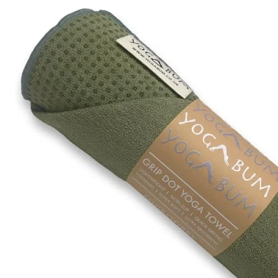 Image of Yogabum Grip Dot Yoga Mat Towels Non Slip Eco Towel (Olive Green)