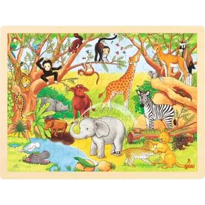 Image of Goki Frame Jigsaw Puzzle Africa (48 Pieces) , Green