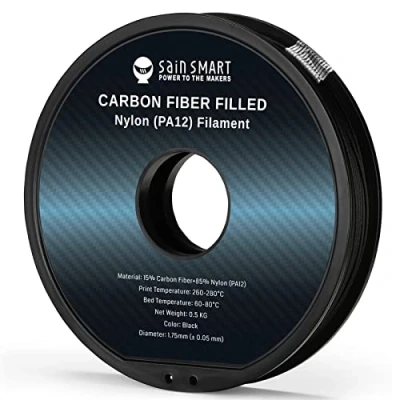 Image of SainSmart ePA12 CF Carbon Fiber Nylon Filament 1.75mm, 0.5kg (1.1lbs), Dimensional Accuracy +/ 0.05 mm, Black
