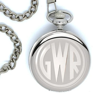 Image of Family Crests GWRGreat Western Railway Engraved Full Hunter Pocket Watch (Chrome Silver)