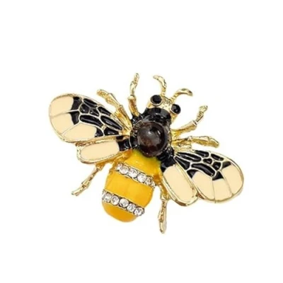 Image of sunjiaqiFashion Enamel Crystal Rhinestones Bee Themed Brooch Pin Jewelry Lapel Pins Cute Honeybee Animal Insect Brooches for Clothes Collar Dress Scarf Bag Decoration Women Girls