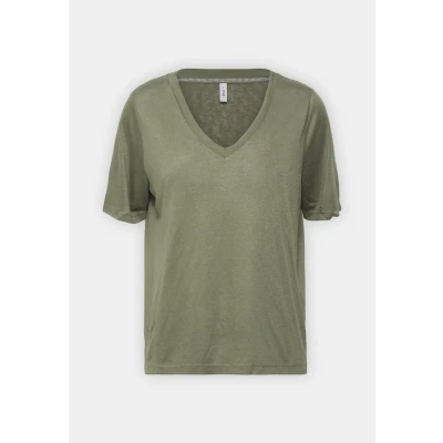 Image of ONLY Onlelise Vneck Basic Tshirt, Women&#039;s, Size: Small, Khaki