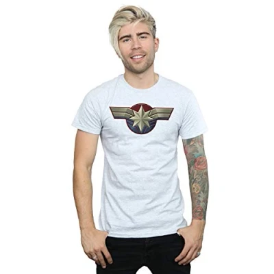 Image of Marvel Men&#039;s Captain Chest Emblem T Shirt Sport Grey Large