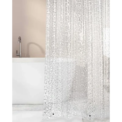 Image of OTraki Shower Curtain PEVA Bathroom Mould Proof Resistant 180 x 200 cm Waterproof Liner with 12 Hooks and 3 Magnets 3D Effect Clear Pebble Curtains for Wet Room Bathtub