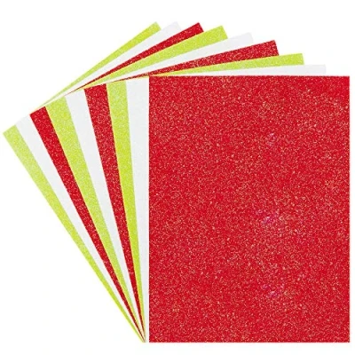 Image of Baker Ross AX295 Christmas Glitter Felt Sheets Pack of 10, Creative Art Supplies for Kids, Seasonal Crafts and Decorations,