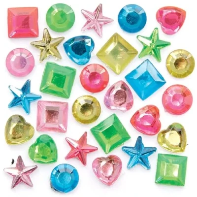 Image of Baker Ross FC550 Fairy Self Adhesive Gems Pack of 200, Sticker Gemstones, Crafts for Kids, Decorative Stones