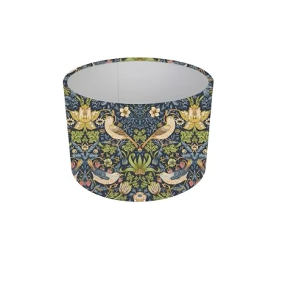 Image of 30cm (Diameter 12&quot; x Height 8&quot;) William Morris Strawberry Thief Navy Table lamp Shade