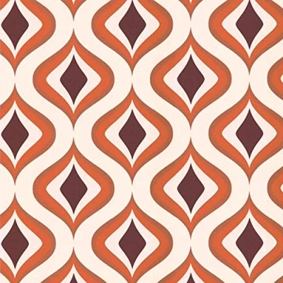 Image of Superfresco Easy Trippy Retro Vintage 60&#039;s Geometric Orange Wallpaper Paste The Wall Application Design Suitable for Any Room Feature