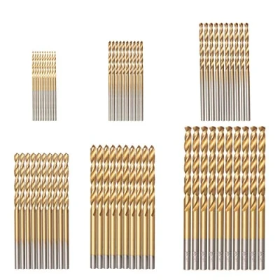 Image of HPMAISON 60PCS HSS Shank Twist Drill Bit Set Titanium Coated 1/1.5/2/2.5/3/3.5mm High Speed Steel Bits Tools for Wood Plastic and Aluminum