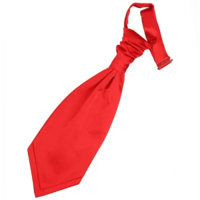Image of DQT Plain Satin Wedding Pre Tied Scrunchie Cravat Tie for Boys Red