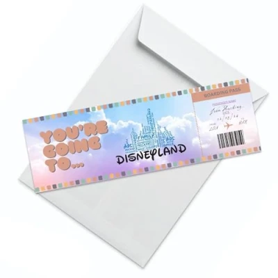 Image of DIY Destination Travel Ticket Card Personalized Holiday Valentine&#039;s Day Surprise Birthday Greeting Celebration (Design 2 (3 Pack))