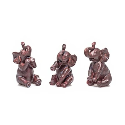 Image of Pajoma 79679 Decorative Baby Elephants, Synthetic Resin, Set of 3, Height 14 cm.