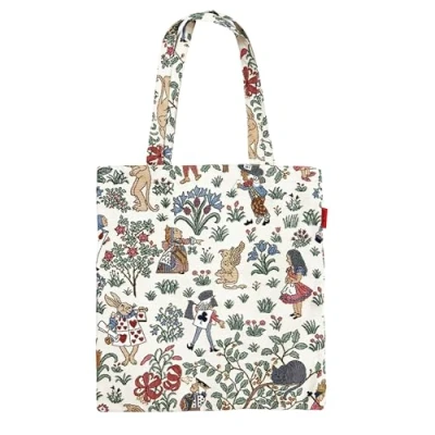 Image of Signare Flat Tote Bag Alice in Wonderland Design (FLAT ALICE)