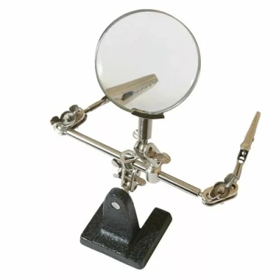 Image of Dunnet Tools Helping Hand Tool Modelling Kit Soldering Station with Magnifying Glasses, 60mm Iron Kit, Adjustable Stand, Light &amp; Clips Ideal for Hobbies (Standard, One Size)