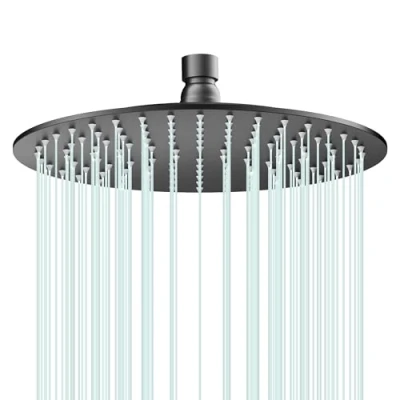 Image of AULEEND Square Shower Head, High Flow Stainless Steel Rainfall Pressure Design Even at Low Water (Matte Black, 10 Inch)