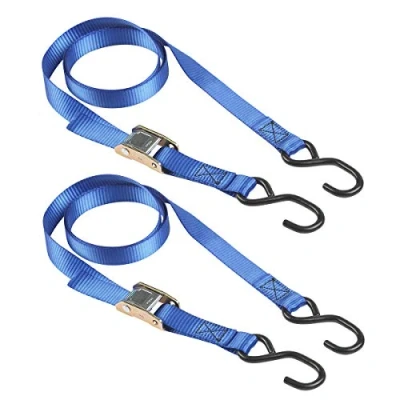 Image of Master Lock 4368EURDAT Certified Strap with Buckle and S Hook, Blue, 2m x 25mm Straps, Pack of 2