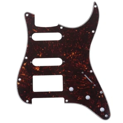 Image of Musiclily Pro 11 Hole Modern Style Strat HSS Pickguard for American Stratocaster Guitar, 4Ply Tortoise Shell