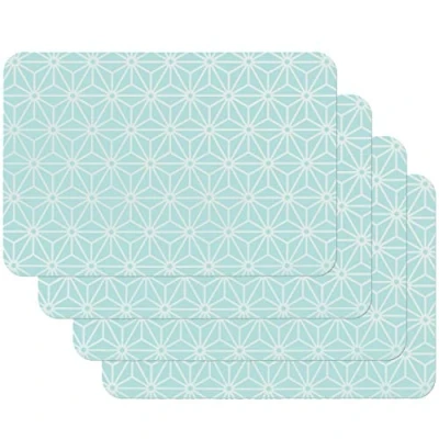 Image of Venilia 59060 Vintage Kaleidoscope Pattern Dining Room Table Mats Plate Coasters Placemats Wipe Clean Food Safe 45 x 30 cm Set of 4, Osaka Blue, Motive