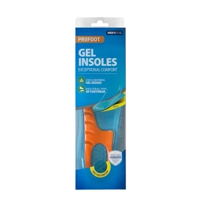 Image of Profoot Gel Comfort Insoles for Men Shock Absorbing Shoe Inserts All Day Full Length Ideal Foot Discomfort 1 Pair per Pack