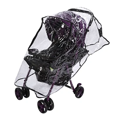 Image of Clear Baby Stroller Rain Cover PVC Universal Waterproof Ventilation Windproof Dust Weather Shield Umbrella Pram Accessory