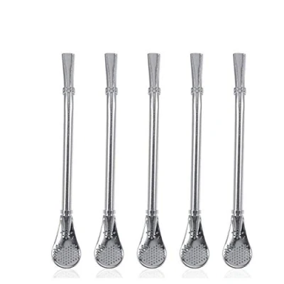 Image of Yosoo 5Pcs Yerba Mate Drinking Straw Stainless Steel Tea Gourd Bombilla Straws Filtered Spoon
