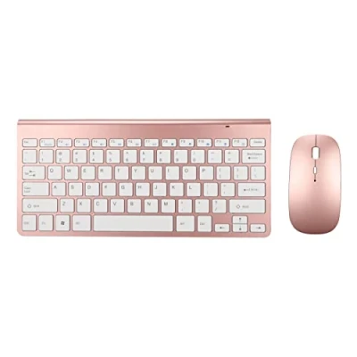Image of ciciglow Wireless Keyboard and Mouse Combo, 2.4G Slim Silent USB 78 Keys Compact Computer for Desktop, Computers, Mobile Devices, Tablet(Rose Gold)