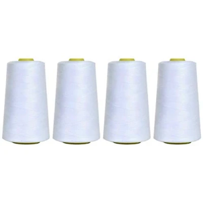 Image of OVERLOCKING THREAD OVERLOCKER POLYESTER INDUSTRIAL SEWING 4 X 5000 YARD SPOOLS LARGE COLOUR SELECTION (White)