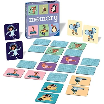 Image of Ravensburger Happy Animals Memory Matching Picture Snap Pairs Game for Kids Age 3 Years Up